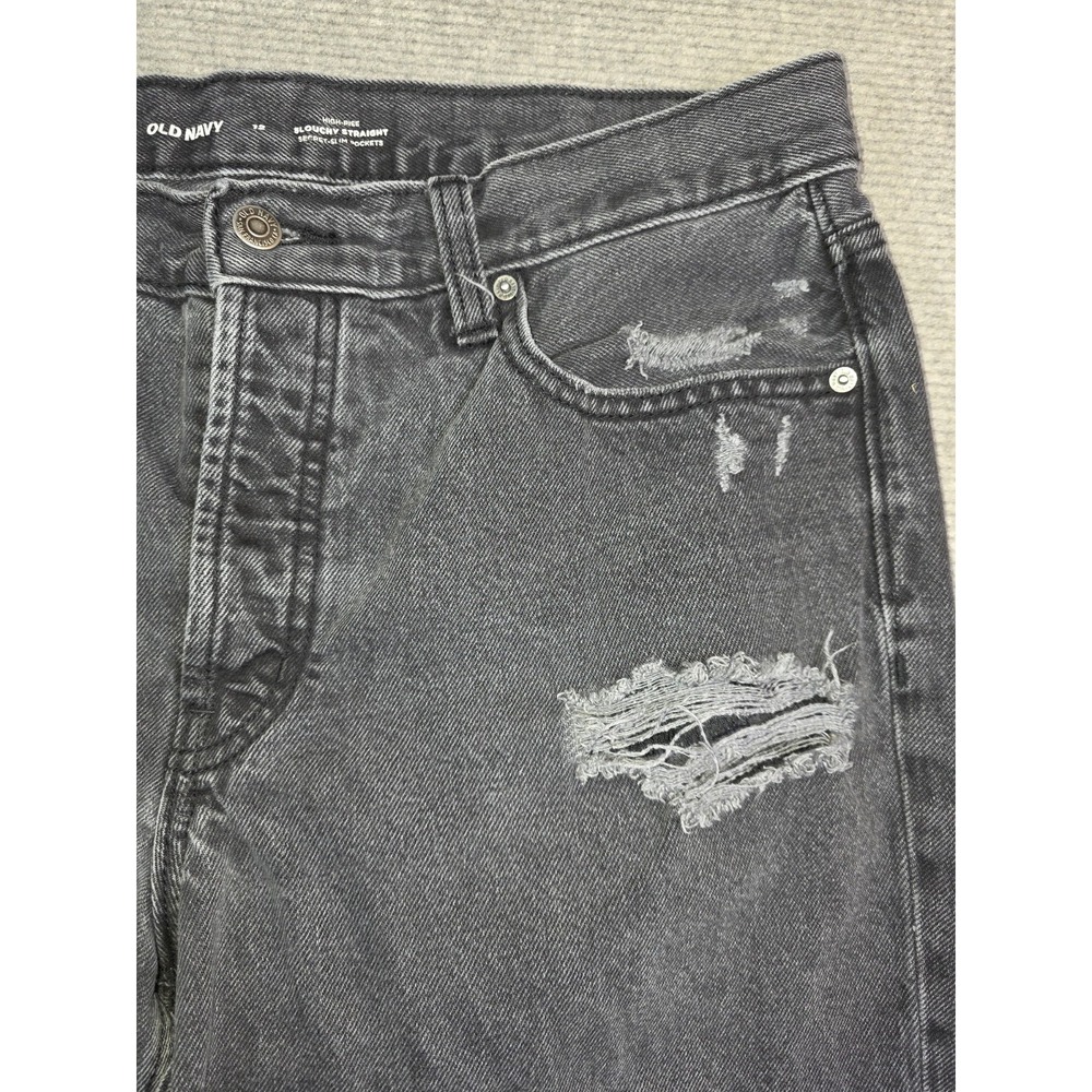 Old Navy Straight LegvWomens Size 12 High Rise Button Fly Distressed Jeans - Picture 3 of 12
